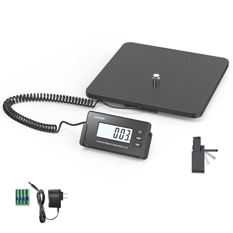 CCWEIGH Shipping Scales 440lbs x 1oz Highly Accurate Postal Scales Ultrathin ABS Large Platform,Superlight Postal Scales for Shipping Packages,Small Business,Post Offices,Luggage Scale Battery and Adapter - Image 4